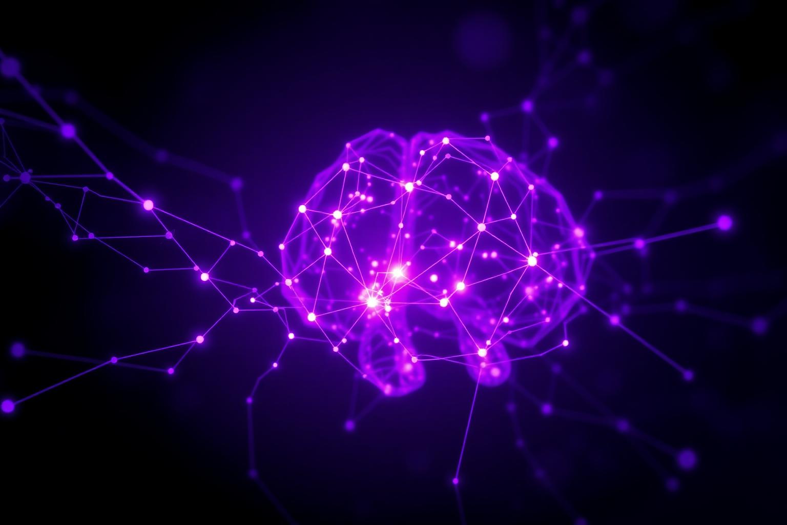 Glowing neural network representing learning pathways